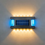 Aplique bidireccional solar con luz cálida y rgb lateral