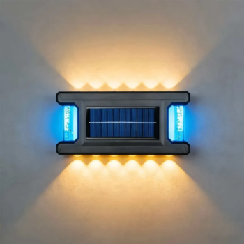 Aplique bidireccional solar con luz cálida y rgb lateral