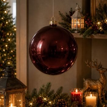 Bola grande de navidad para decoracion bordo de 30 cm