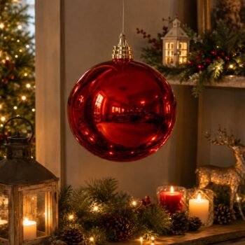 Bola grande de navidad para decoracion roja de 30 cm