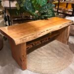 Banco artesanal de madera maciza estilo nordico de 115 x 45 cm