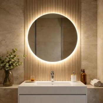 Espejo redondo de pared touch LED de 60 cm