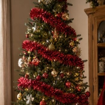 Boa / lameta guirnalda de navidad de 2 mts roja doble pelo brillante y opaca