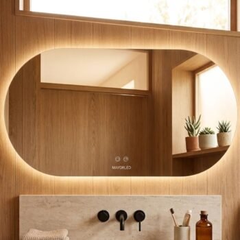 Espejo ovalado de pared touch LED de 70 x 90 cm