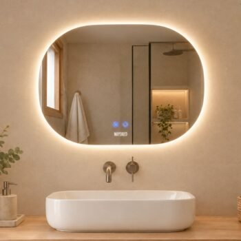 Espejo ovalado de pared touch LED de 70 x 90 cm