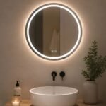Espejo redondo de pared touch LED doble luz de 50 cm