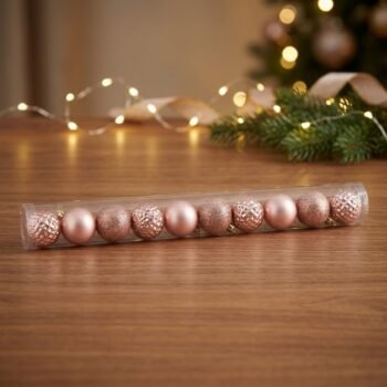 Set de 10 bolas / esferas para arbol de navidad color rosa de 6 cm