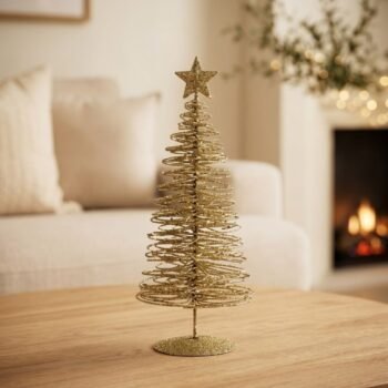 Pinito / Arbol de navidad glitter dorado de 18 cm