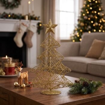 Pinito / Arbol de navidad glitter dorado de 24 cm