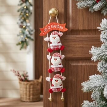Adornos colgante feliz navidad en tela papa noel 60 x 19 cm