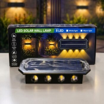Aplique de pared bidireccional de 8 Led para exterior recargable solar