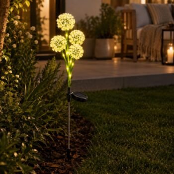 Estaca solar de diente de leon esfera con luces calida solar de 68 cm