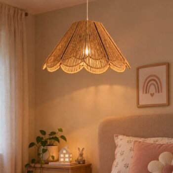Colgante artesanal de hierro con hilo de yute modelo Sira Petal de 60 cm