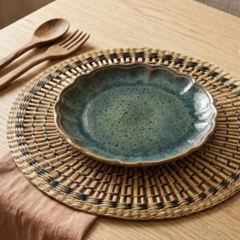 Plato de sitio / Individual redondo Omari de seagrass de 38 cm