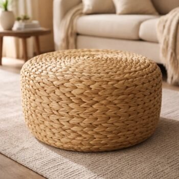 Puff chico de fibras naturales de 40 x 20 cm