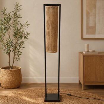 Velador / lampara de pie con pantalla de yute modelo Nativa de 140 cm