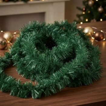 Boa / lameta guirnalda de navidad de 7 cm x 2 mts verde pino