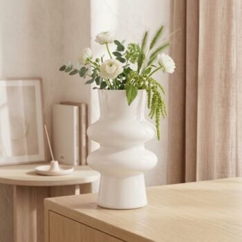 Florero moderno de vidrio blanco de 9 x 20 cm