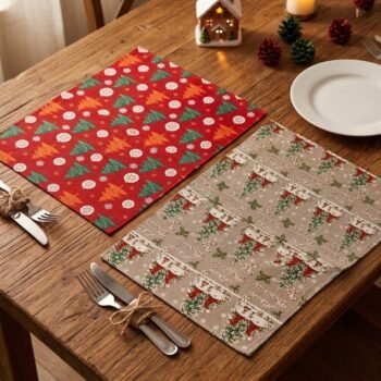 Plato de sitio individual navideño rojo o beige de 45 x 34 cm