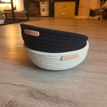 Cesta panera redonda negro o crudo de 22 x 8 cm