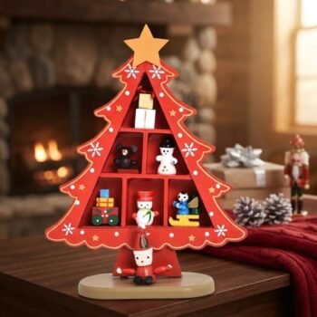 Arbolito pino navideño desmontable con muñecos de 18 cm