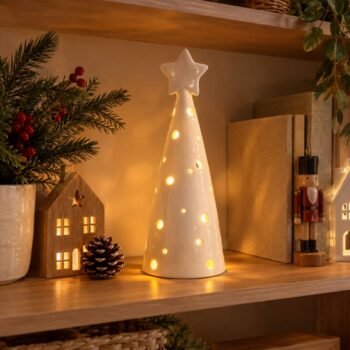 Adorno pino arbol de navidad de ceramica calado