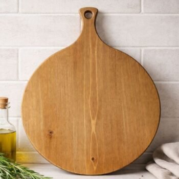 Tabla para pizza redonda de madera con mango