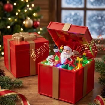 Caja de regalo con Papa Noel electrónico de 12 cm