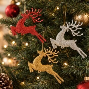 Adorno navideño set x 4 renos para colgar de 13 cm